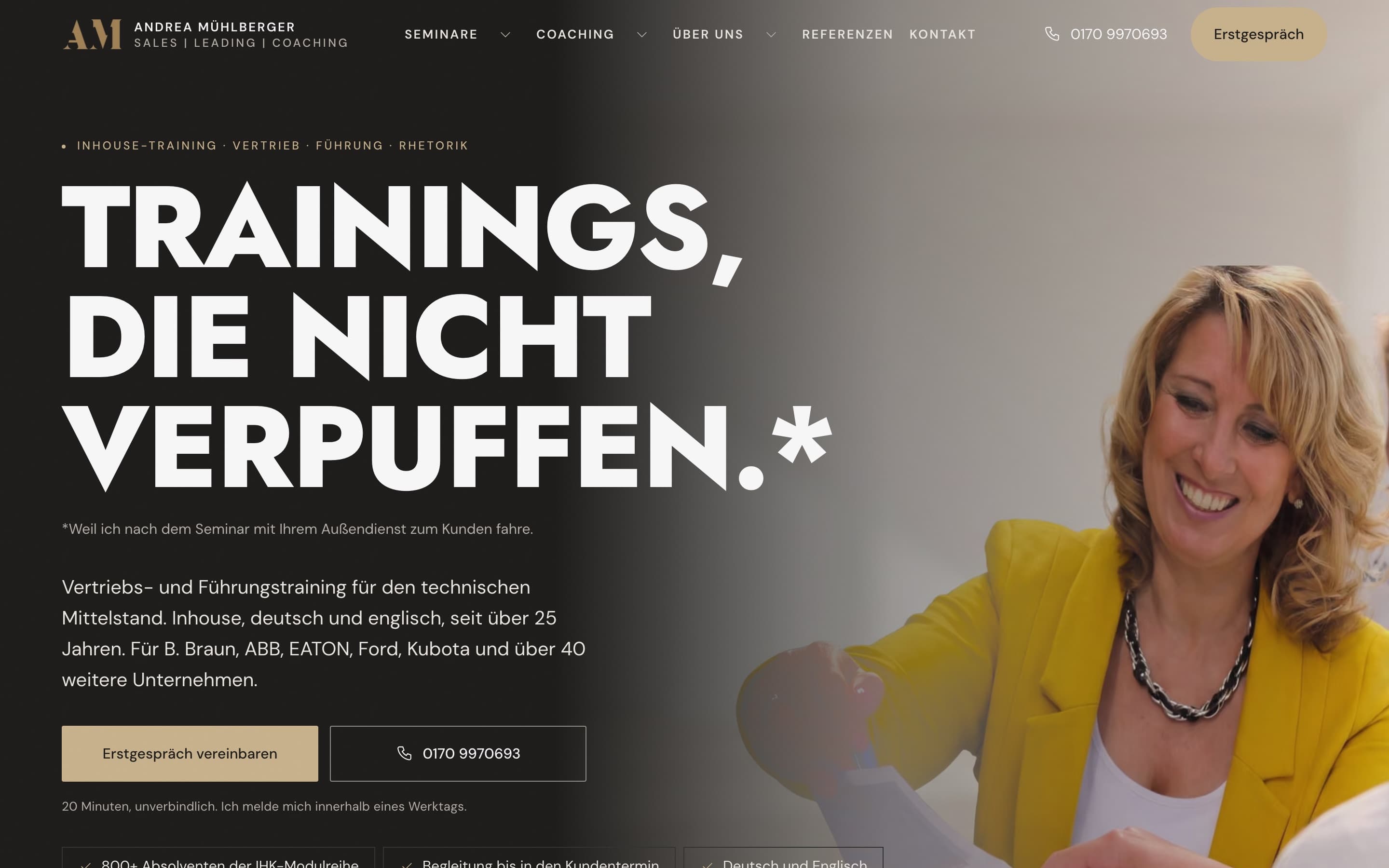 AM-Erfolgstraining — Website-Vorschau