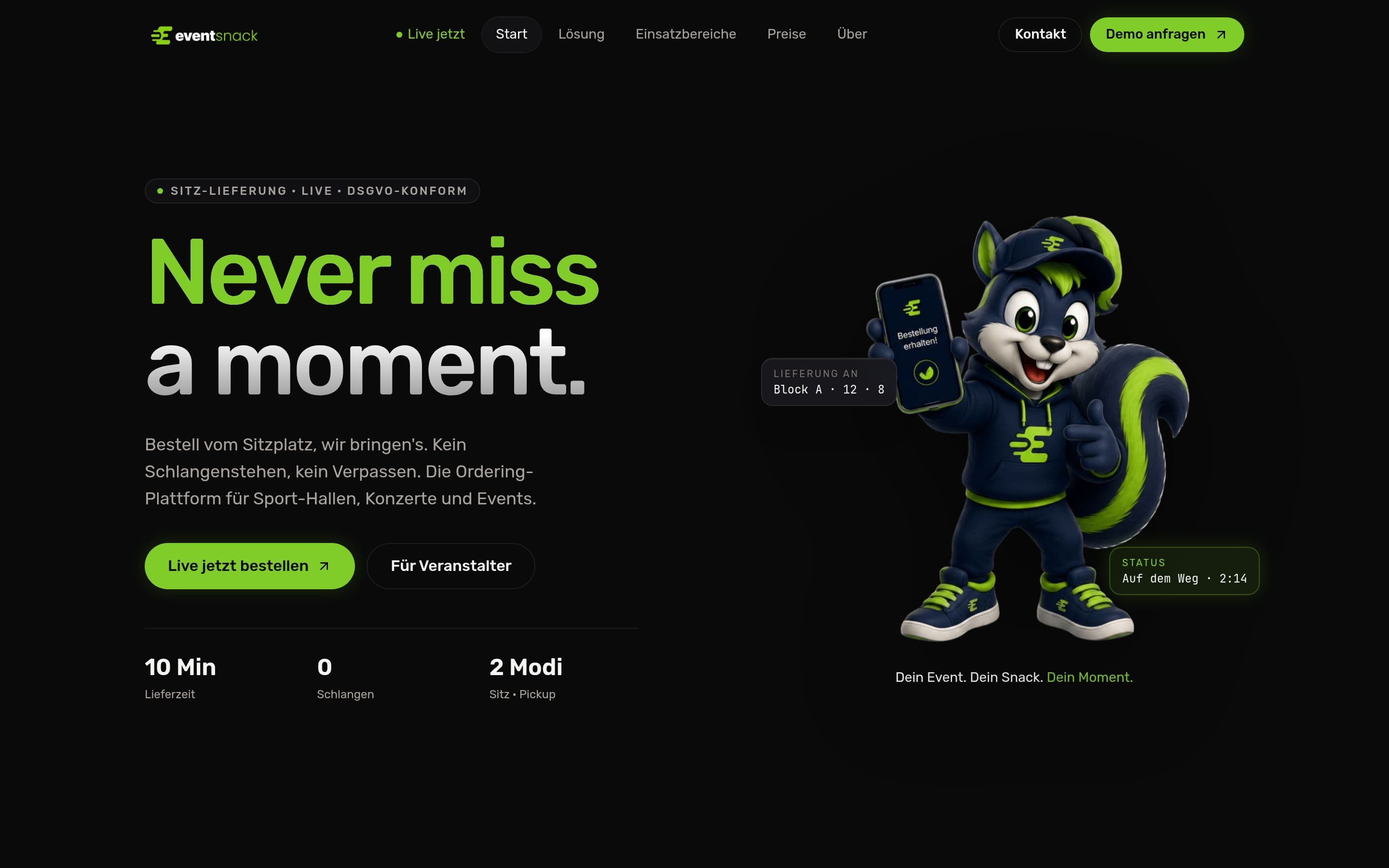 EventSnack — Website-Vorschau